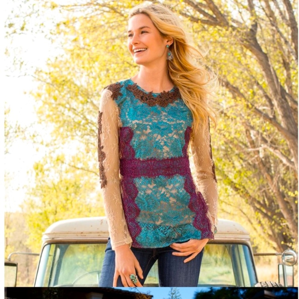 SUNDANCE: Multi Lace Blouse